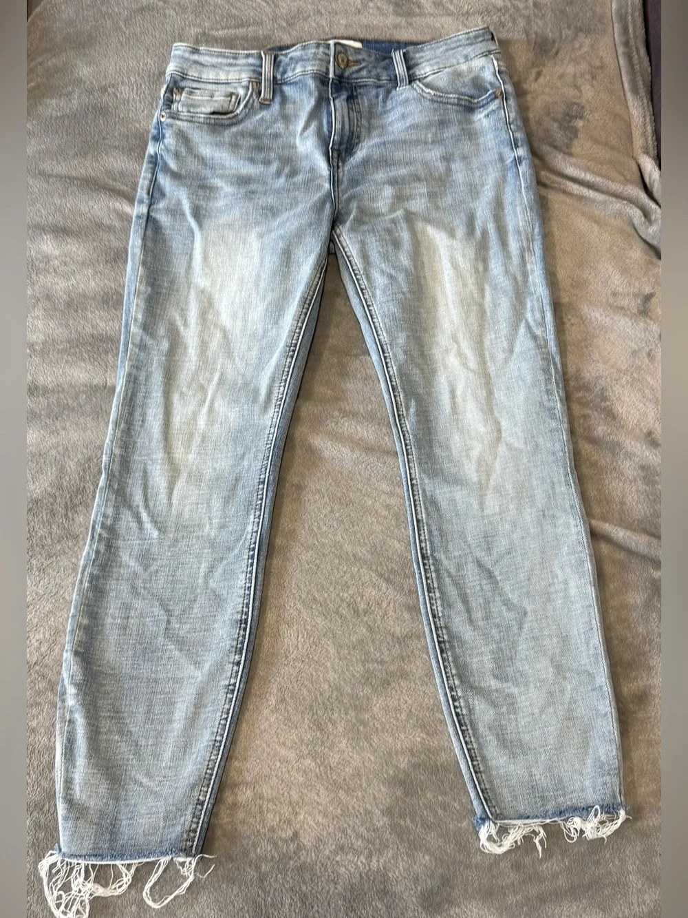 Pistola Light Blue Denim distressed Raw Hem Jeans